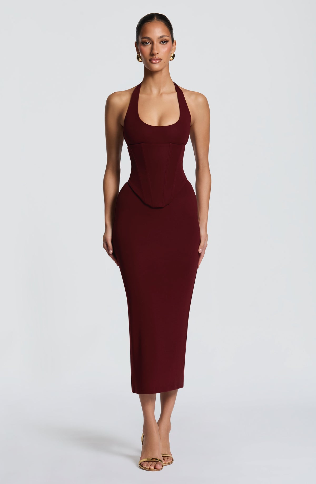 Vestido midi Roberta - Cereza lacada