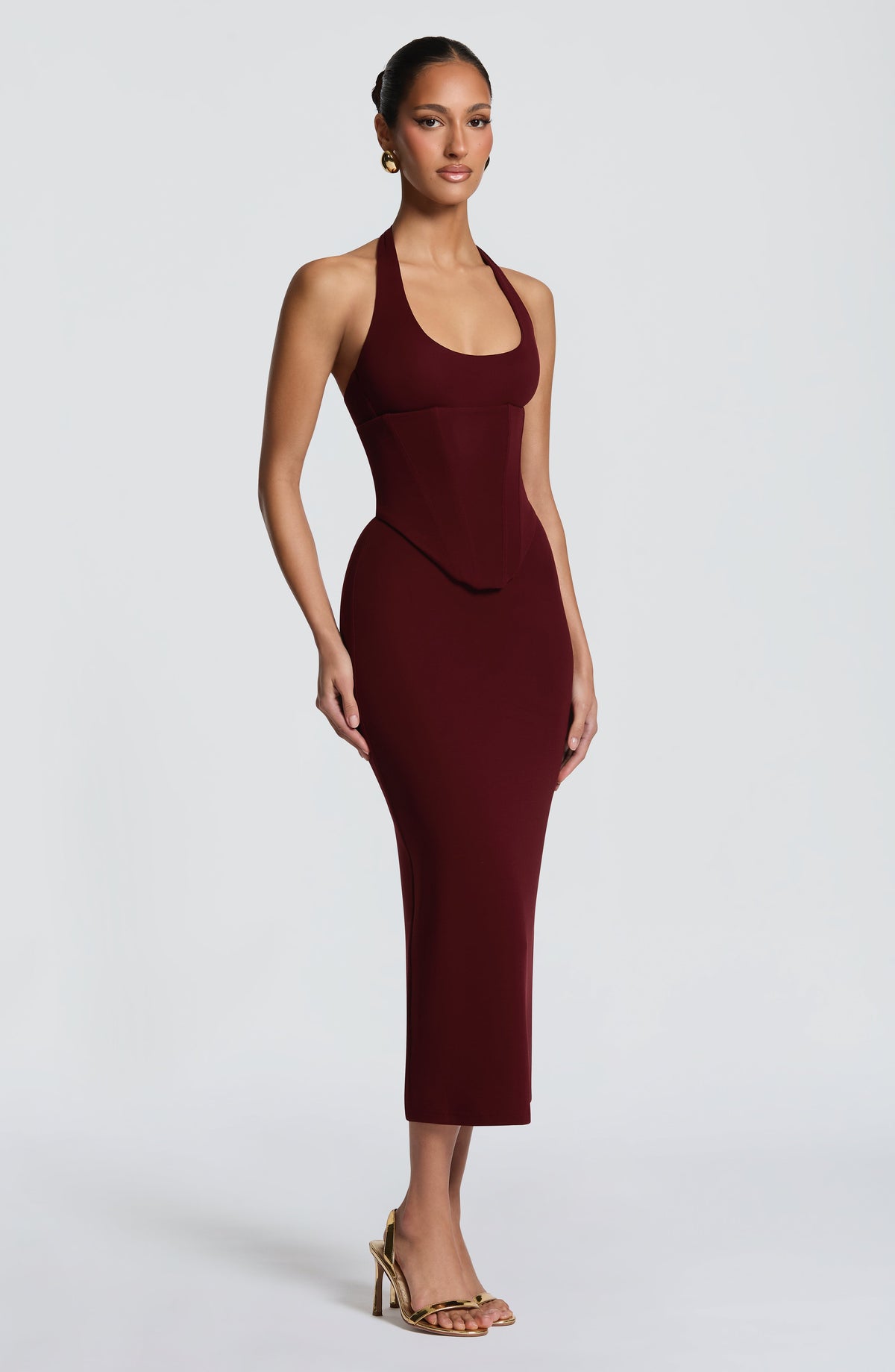 Vestido midi Roberta - Cereza lacada