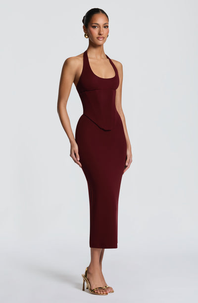 Vestido midi Roberta - Cereza lacada