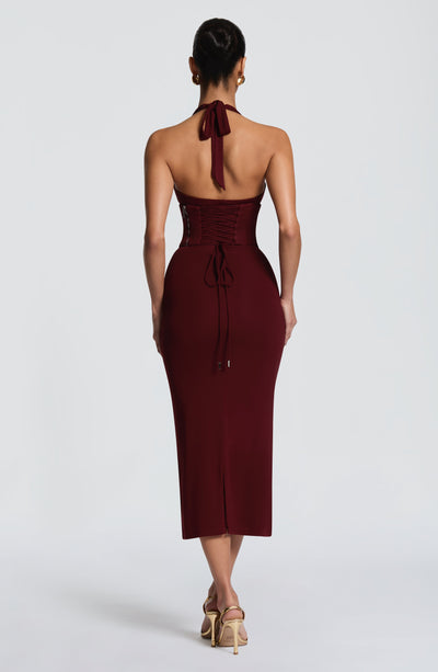 Vestido midi Roberta - Cereza lacada