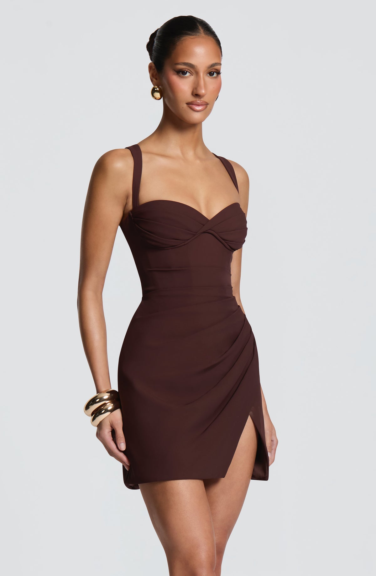 Vestido corto Everette - Marrón ciruela