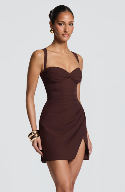 Vestido corto Everette - Marrón ciruela