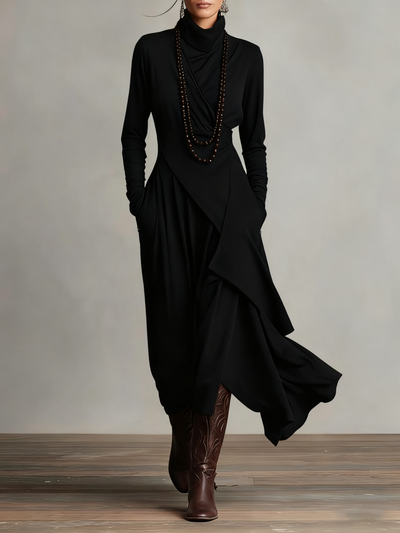 Arielle | Vestido Vintage Asimétrico de Cuello Alto