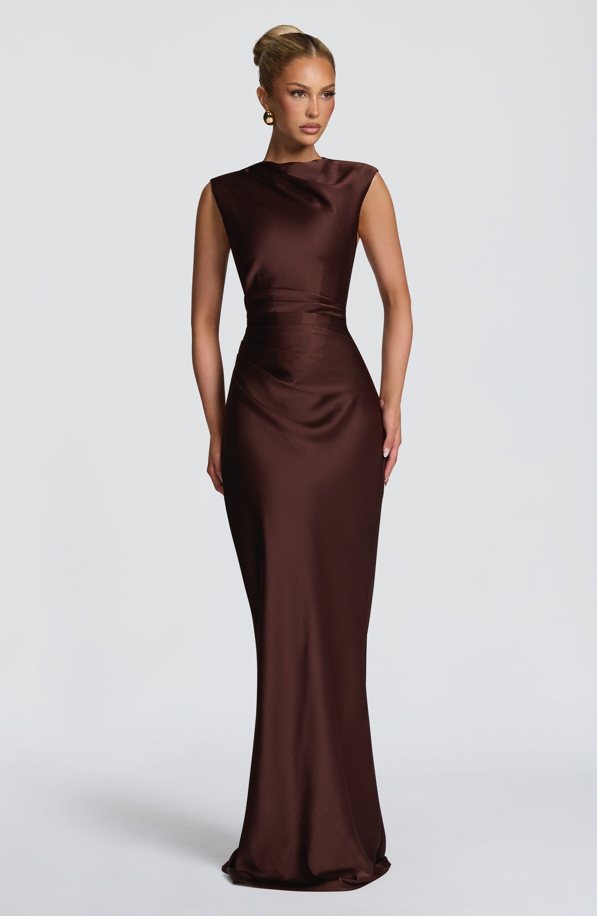 Vestido largo Avielle - Marrón ciruela