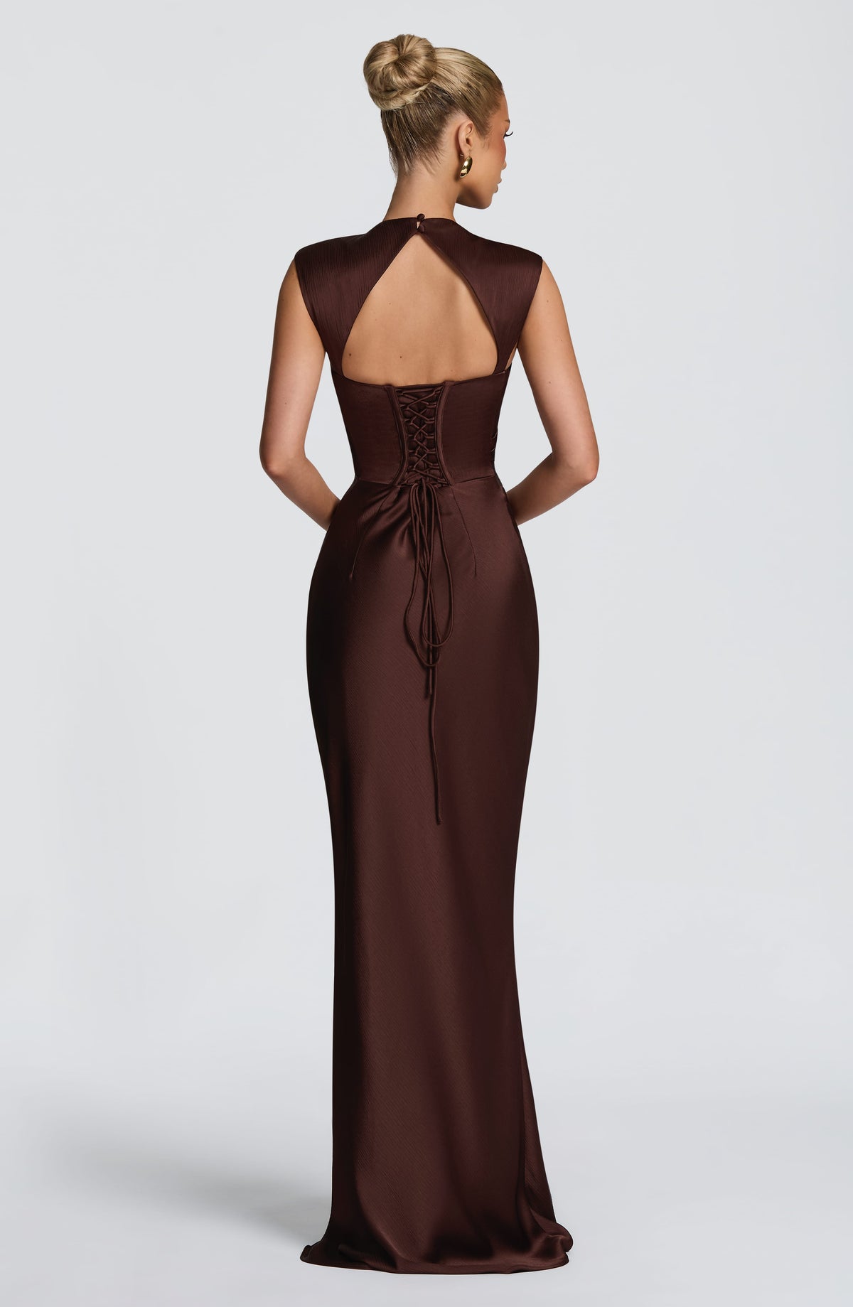 Vestido largo Avielle - Marrón ciruela