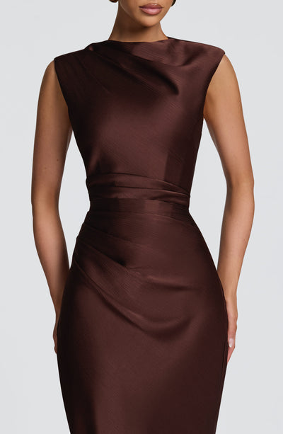 Vestido largo Avielle - Marrón ciruela