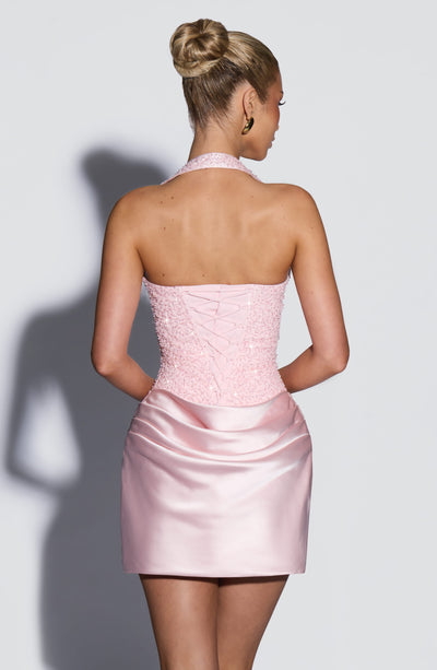 Vestido corto Nour - Rosa empolvado