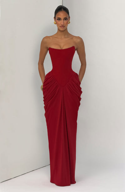 Vestido largo Noura - Rojo intenso