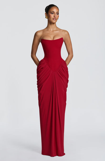 Vestido largo Noura - Rojo intenso