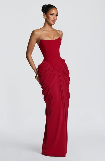 Vestido largo Noura - Rojo intenso