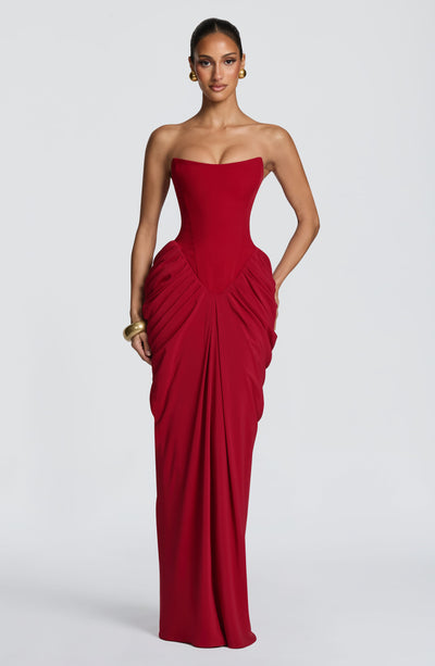 Vestido largo Noura - Rojo intenso