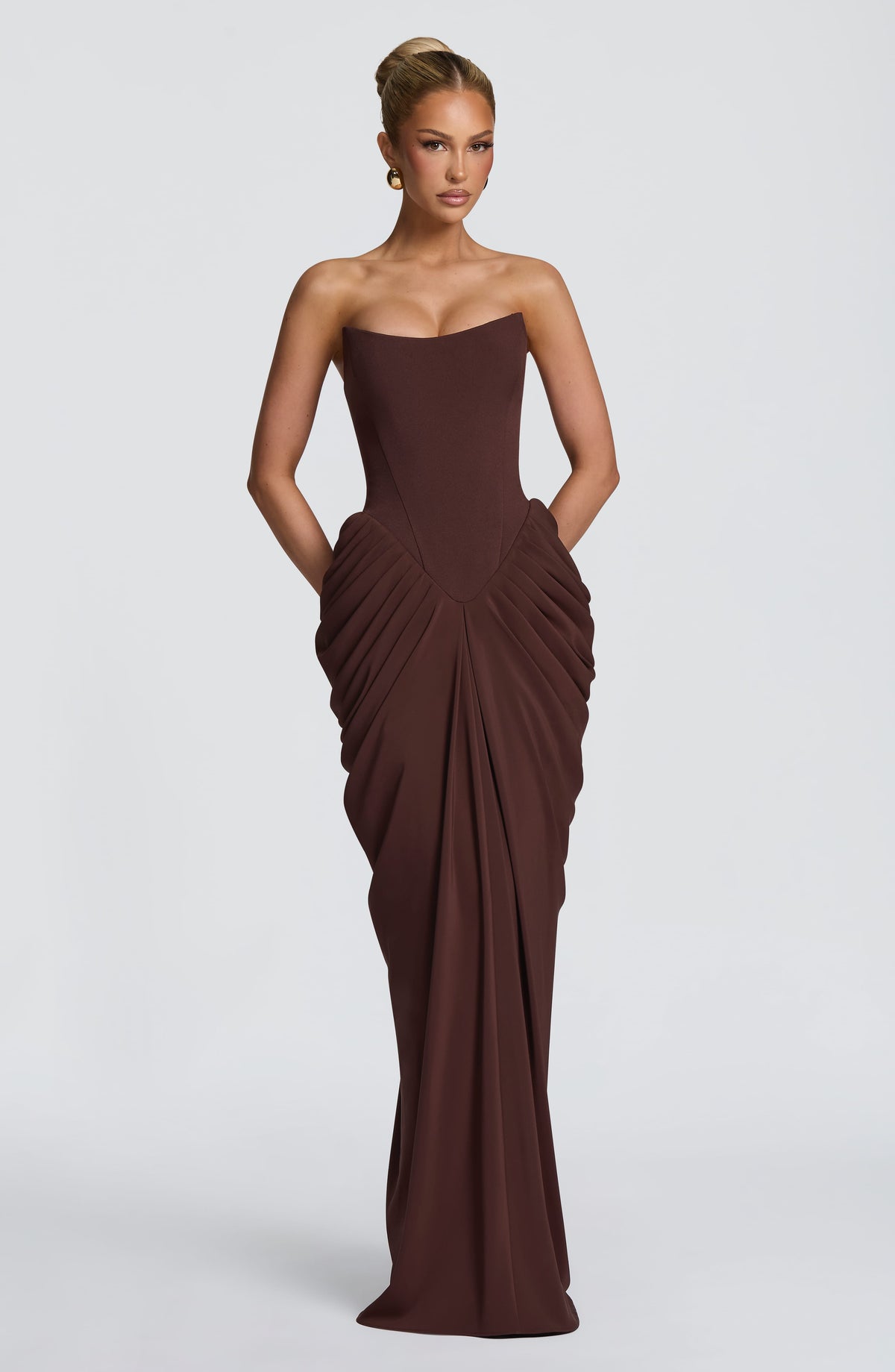 Vestido largo Noura - Marrón ciruela