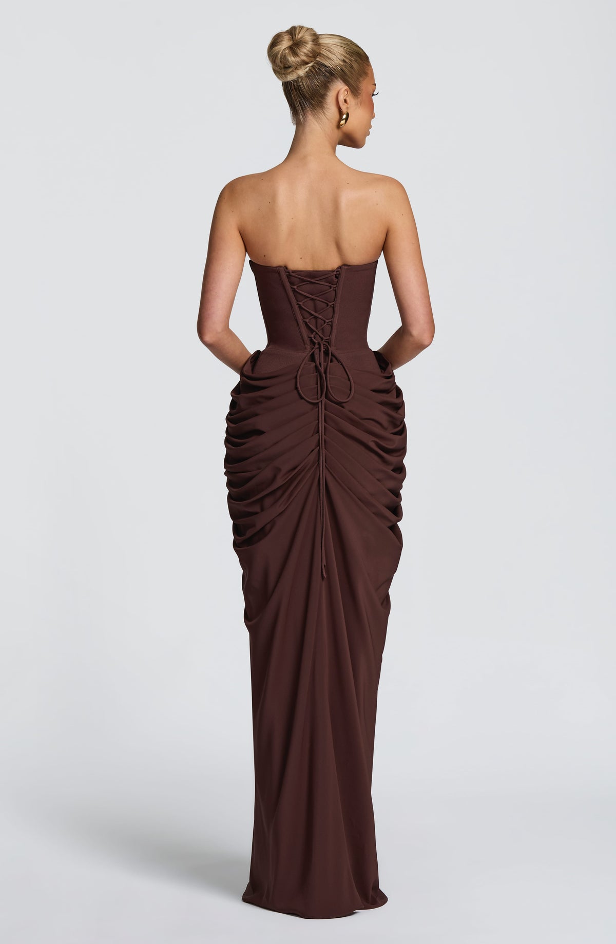 Vestido largo Noura - Marrón ciruela