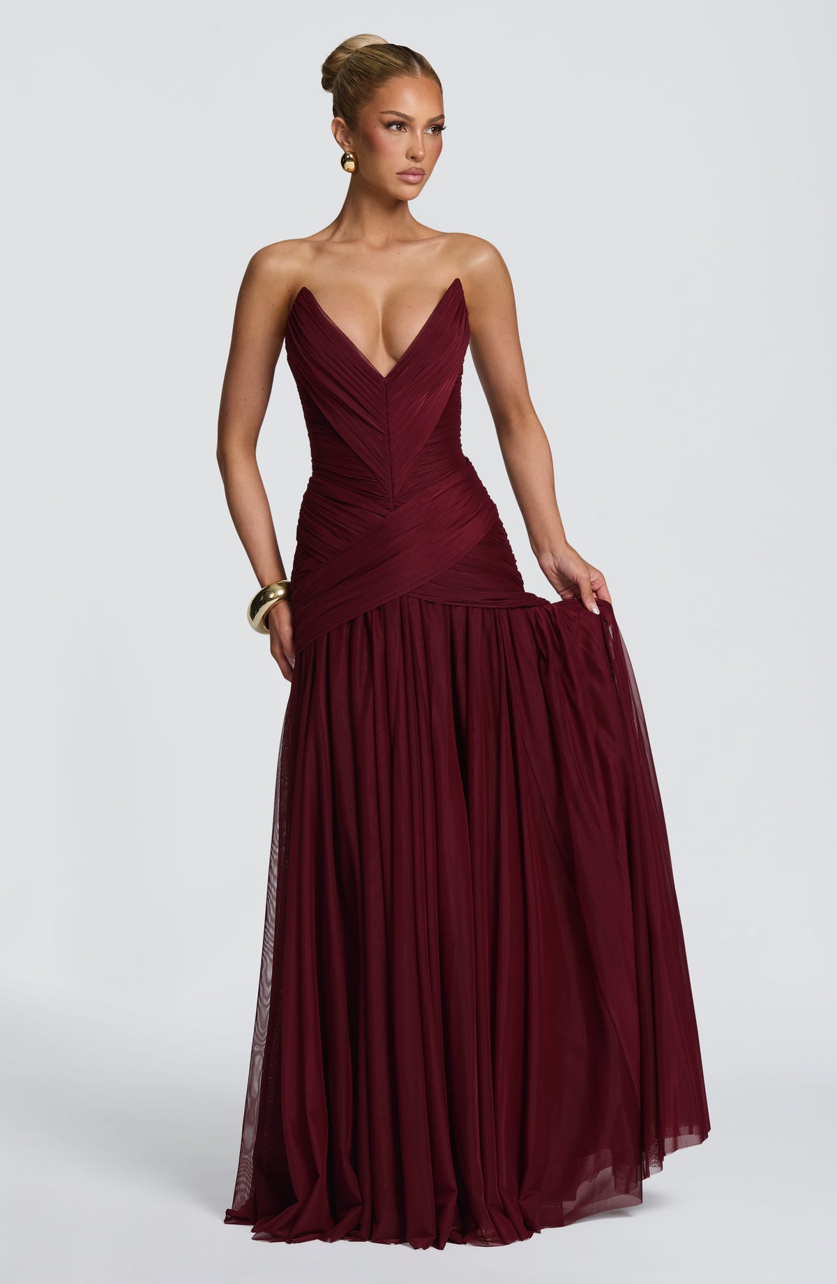 Vestido largo Persephara - Cereza lacada