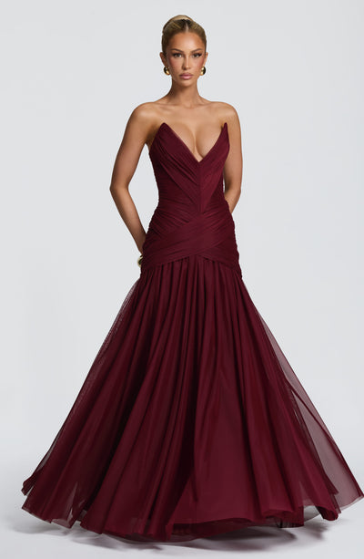 Vestido largo Persephara - Cereza lacada