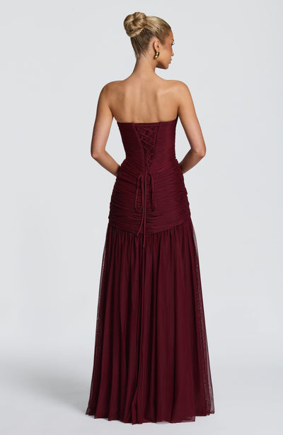 Vestido largo Persephara - Cereza lacada